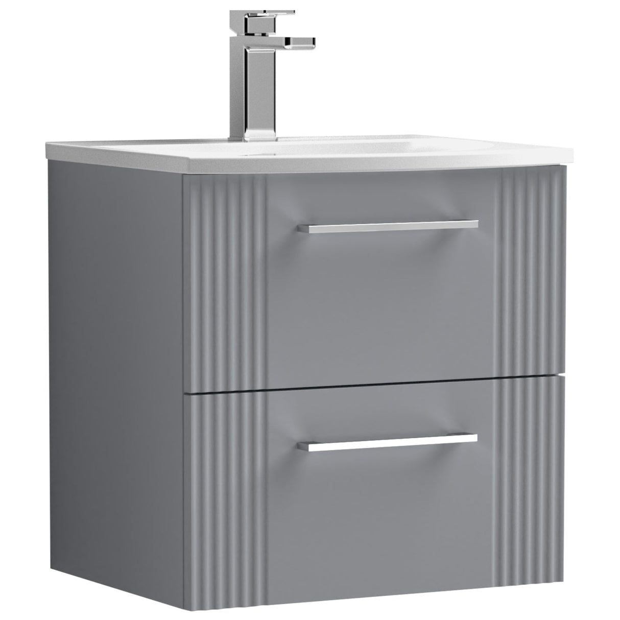 Nuie Deco 500mm Wall Hung 2 Drawer Vanity Unit & Basin Satin Grey DPF292G