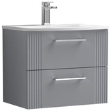 Nuie Deco 600mm Wall Hung 2 Drawer Vanity Unit & Basin Satin Grey DPF293G