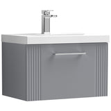 Nuie Deco 600mm Wall Hung 1 Drawer Vanity Unit & Basin Satin Grey DPF294A