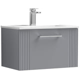 Nuie Deco 600mm Wall Hung 1 Drawer Vanity Unit & Basin Satin Grey DPF294B