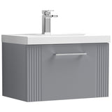 Nuie Deco 600mm Wall Hung 1 Drawer Vanity Unit & Basin Satin Grey DPF294D