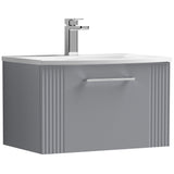 Nuie Deco 600mm Wall Hung 1 Drawer Vanity Unit & Basin Satin Grey DPF294G