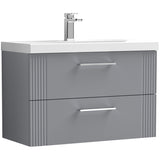 Nuie Deco 800mm Wall Hung 2 Drawer Vanity Unit & Basin Satin Grey DPF295A