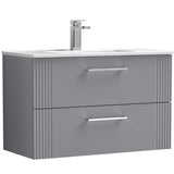 Nuie Deco 800mm Wall Hung 2 Drawer Vanity Unit & Basin Satin Grey DPF295B