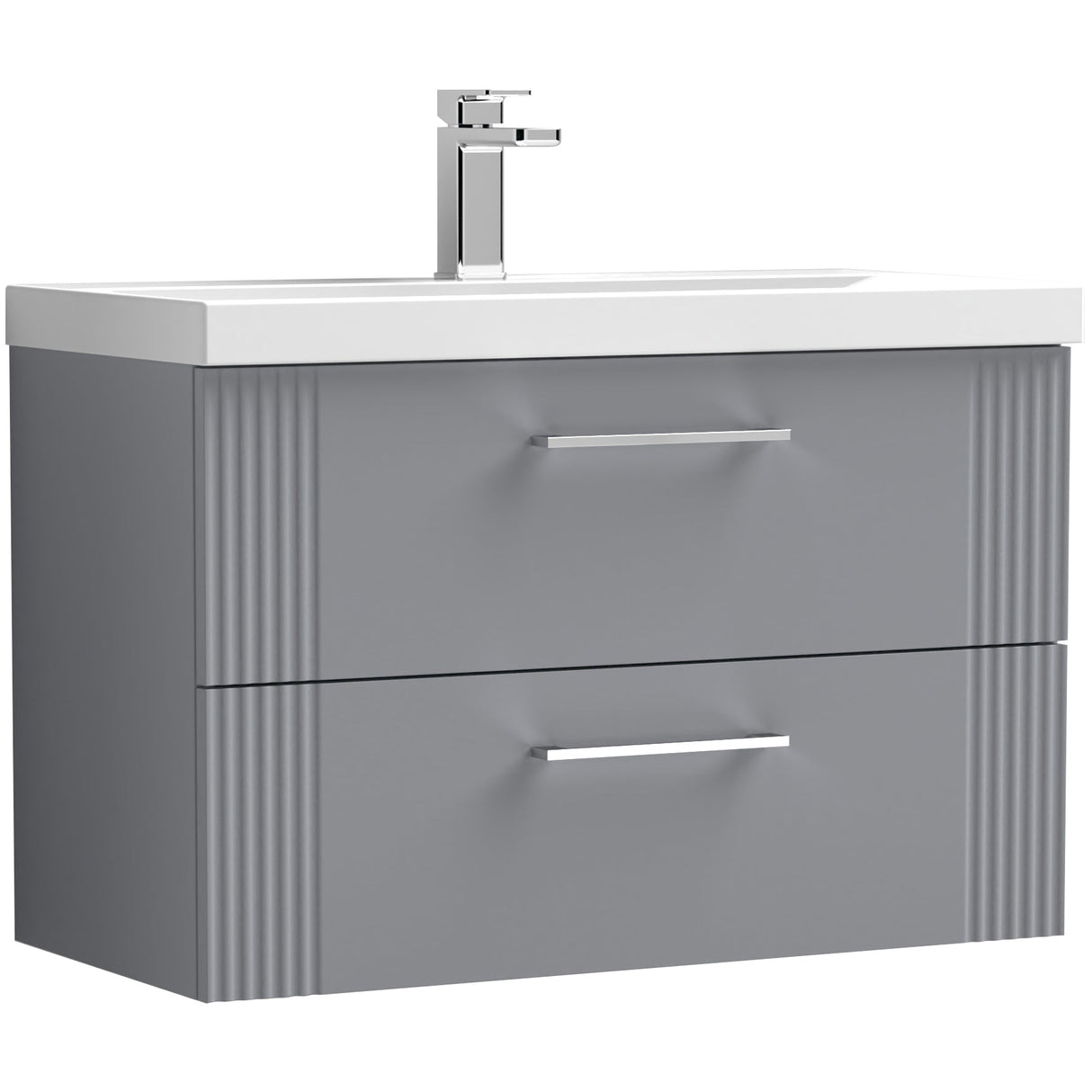 Nuie Deco 800mm Wall Hung 2 Drawer Vanity Unit & Basin Satin Grey DPF295D