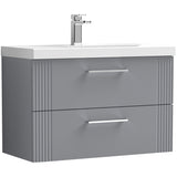 Nuie Deco 800mm Wall Hung 2 Drawer Vanity Unit & Basin Satin Grey DPF295D
