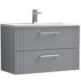 Nuie Deco 800mm Wall Hung 2 Drawer Vanity Unit & Basin Satin Grey DPF295G