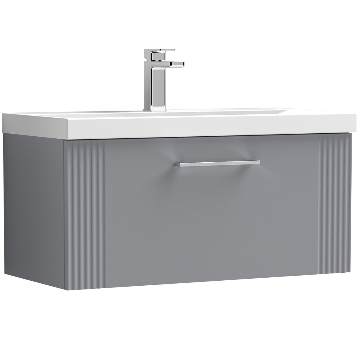 Nuie Deco 800mm Wall Hung 1 Drawer Vanity Unit & Basin Satin Grey DPF296A