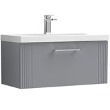 Nuie Deco 800mm Wall Hung 1 Drawer Vanity Unit & Basin Satin Grey DPF296A