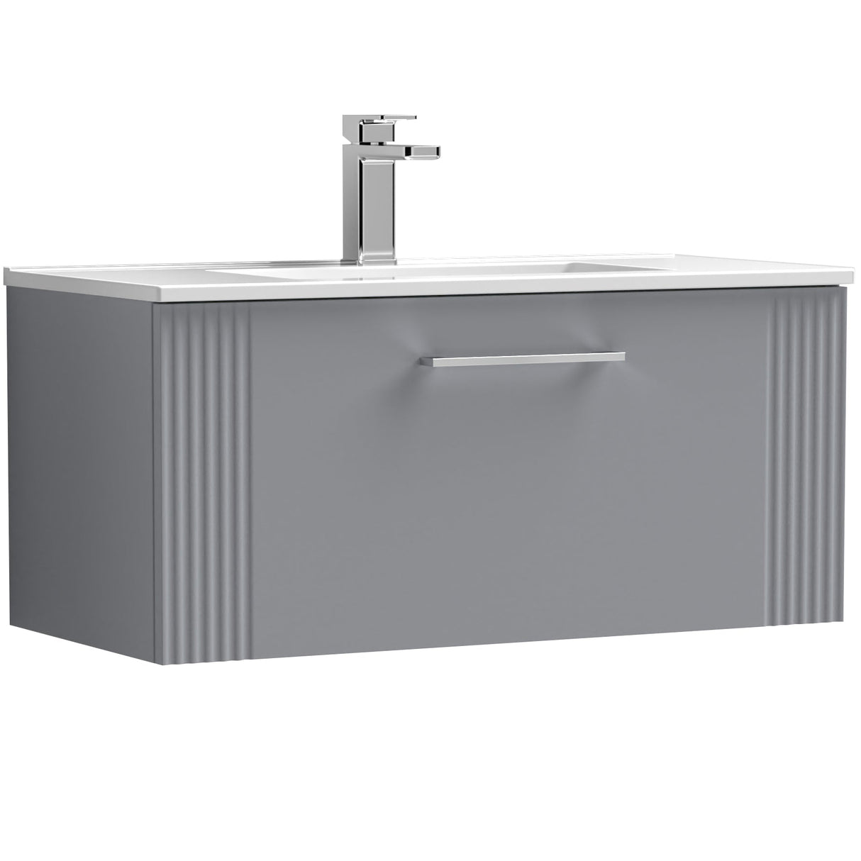 Nuie Deco 800mm Wall Hung 1 Drawer Vanity Unit & Basin Satin Grey DPF296B