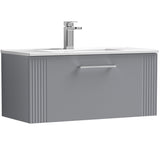 Nuie Deco 800mm Wall Hung 1 Drawer Vanity Unit & Basin Satin Grey DPF296B