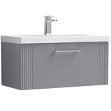 Nuie Deco 800mm Wall Hung 1 Drawer Vanity Unit & Basin Satin Grey DPF296D