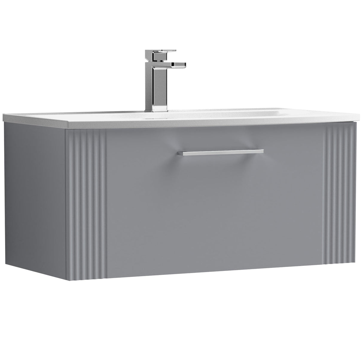 Nuie Deco 800mm Wall Hung 1 Drawer Vanity Unit & Basin Satin Grey DPF296G