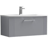 Nuie Deco 800mm Wall Hung 1 Drawer Vanity Unit & Basin Satin Grey DPF296G