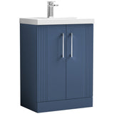 Nuie Deco 600mm Freestanding 2 Door Vanity Unit & Basin Satin Blue DPF325A