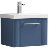 Nuie Deco 500mm Wall Hung 1 Drawer Vanity Unit & Basin Satin Blue DPF391A