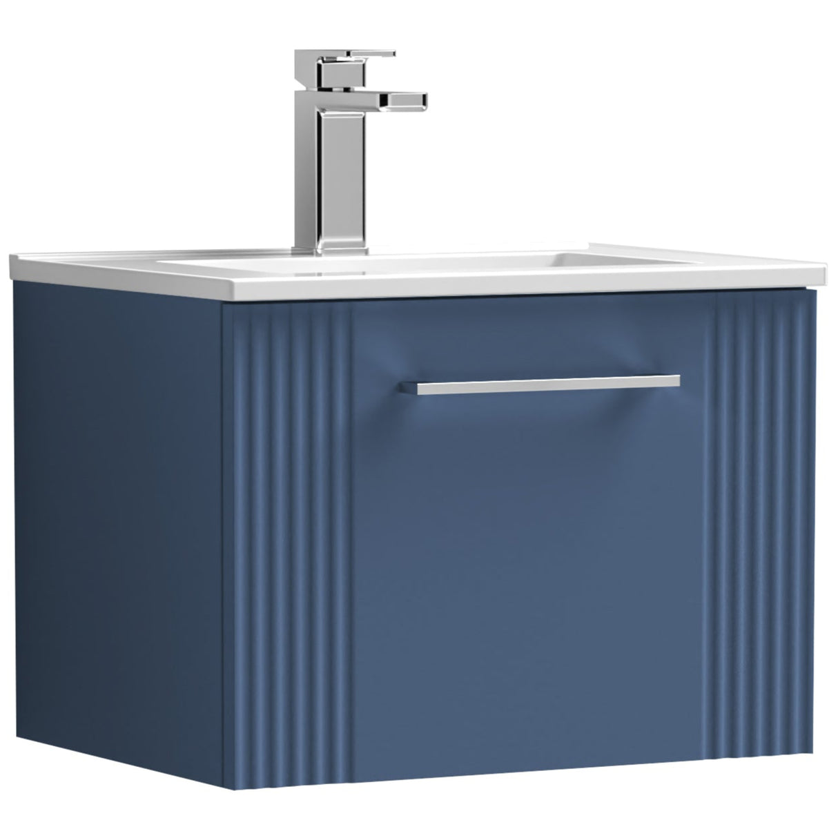 Nuie Deco 500mm Wall Hung 1 Drawer Vanity Unit & Basin Satin Blue DPF391B