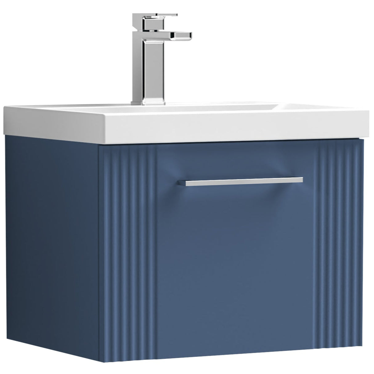 Nuie Deco 500mm Wall Hung 1 Drawer Vanity Unit & Basin Satin Blue DPF391D