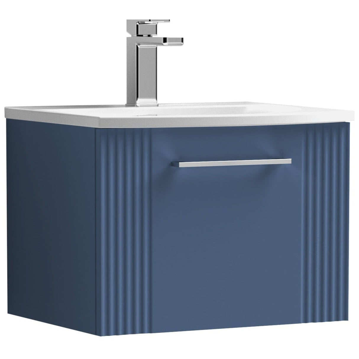 Nuie Deco 500mm Wall Hung 1 Drawer Vanity Unit & Basin Satin Blue DPF391G