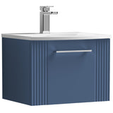 Nuie Deco 500mm Wall Hung 1 Drawer Vanity Unit & Basin Satin Blue DPF391G