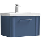 Nuie Deco 600mm Wall Hung 1 Drawer Vanity Unit & Basin Satin Blue DPF394A