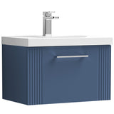 Nuie Deco 600mm Wall Hung 1 Drawer Vanity Unit & Basin Satin Blue DPF394D