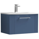 Nuie Deco 600mm Wall Hung 1 Drawer Vanity Unit & Basin Satin Blue DPF394G