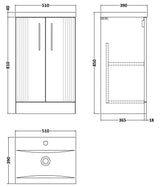 Nuie Deco 500mm Freestanding 2 Door Vanity Unit & Basin Satin Green DPF823A LD