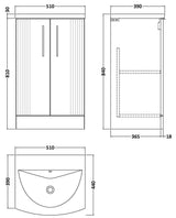 Nuie Deco 500mm Freestanding 2 Door Vanity Unit & Basin Satin Green DPF823G LD