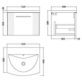 Nuie Deco 500mm Wall Hung 1 Drawer Vanity Unit & Basin Satin Green DPF891G LD
