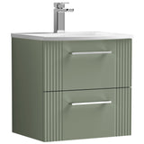 Nuie Deco 500mm Wall Hung 2 Drawer Vanity Unit & Basin Satin Green DPF892G