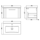 Nuie Deco 600mm Wall Hung 1 Drawer Vanity Unit & Basin Satin Green DPF894B LD