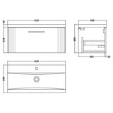Nuie Deco 800mm Wall Hung 1 Drawer Vanity Unit & Basin Satin Green DPF896A LD