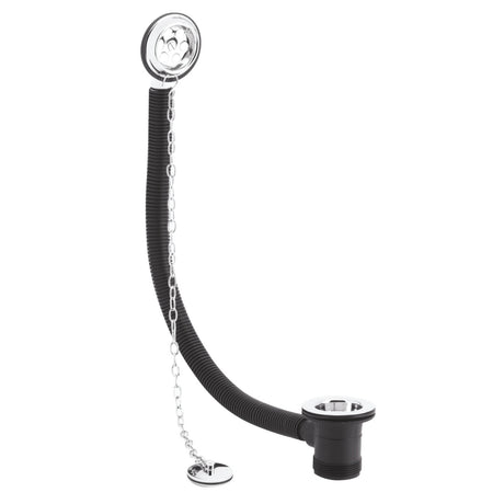 Nuie Retainer Bath Waste With Overflow - Brass Plug & Link Chain Chrome E348