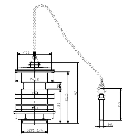 Nuie Contract Basin Waste with Brass Plug and Ball Chain Slotted Chrome E395 LD