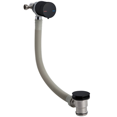 Nuie Round Freeflow Bath Filler Pop-Up Waste & Overflow with Single Lever E401 Matt Black