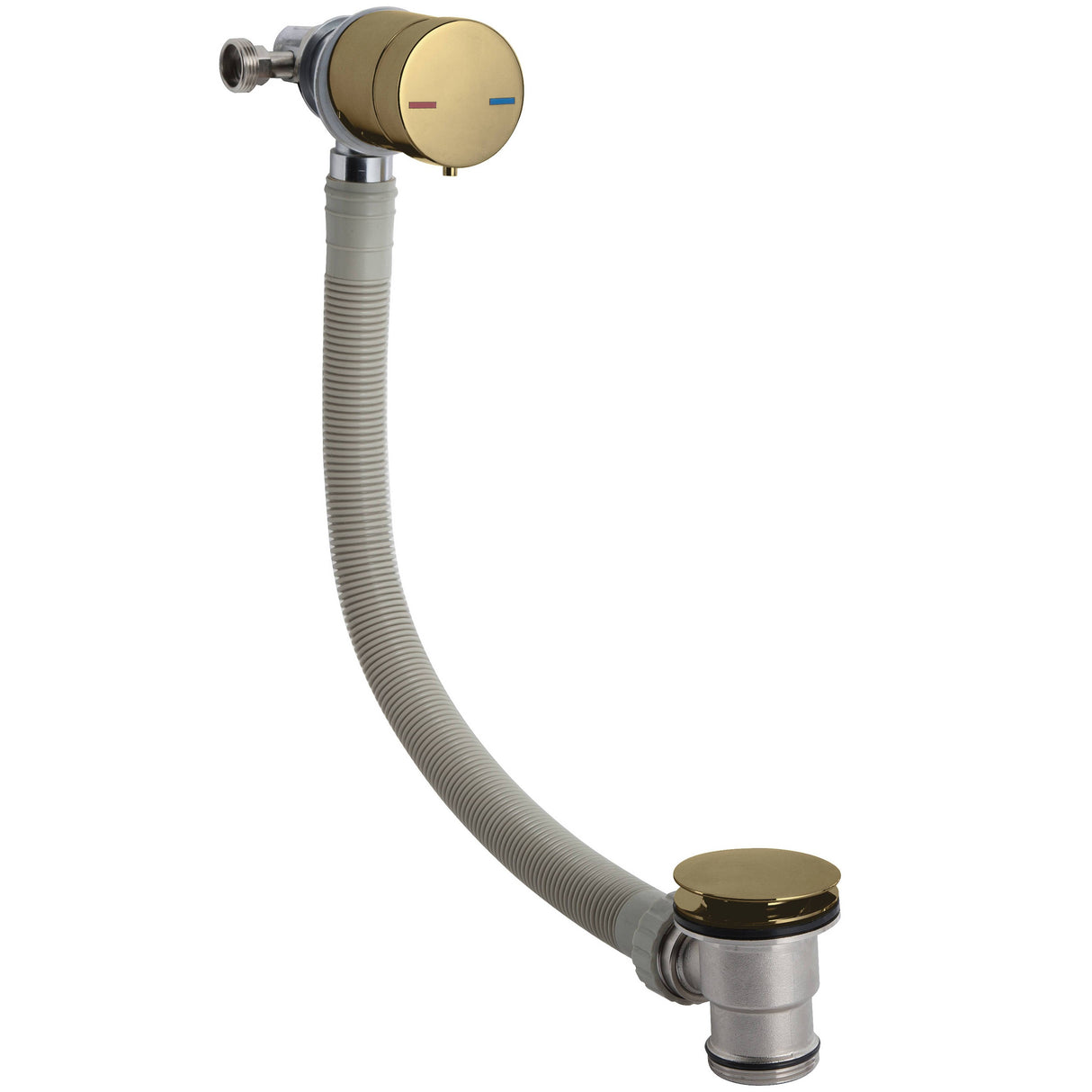 Nuie Round Freeflow Bath Filler Pop-Up Waste & Overflow with Single Lever E801 Brushed Brass