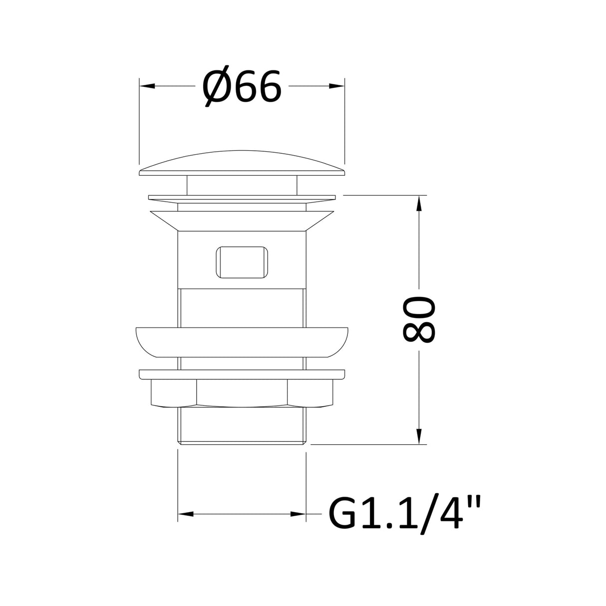 Nuie Push Button Basin Waste Slotted Chrome EK303 LD
