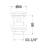 Nuie Push Button Basin Waste Slotted Chrome EK303 LD