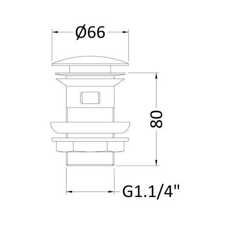 Nuie Push Button Basin Waste Slotted Chrome EK303 LD