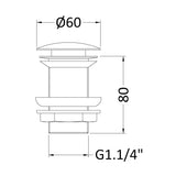 Nuie Push Button Basin Waste Unslotted Chrome EK304 LD