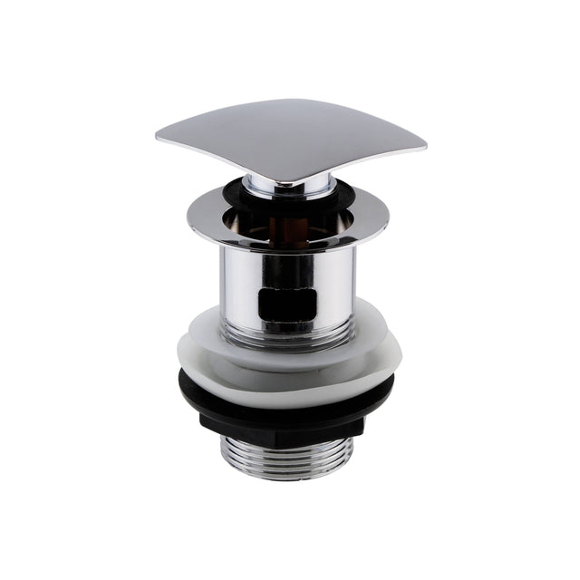 Nuie Square Push Button Basin Waste Slotted Chrome EK307