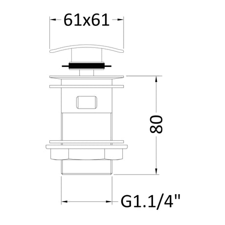 Nuie Square Push Button Basin Waste Slotted Chrome EK307 LD