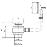 Nuie Square Push Button Bath Waste & Overflow Chrome EK308 LD