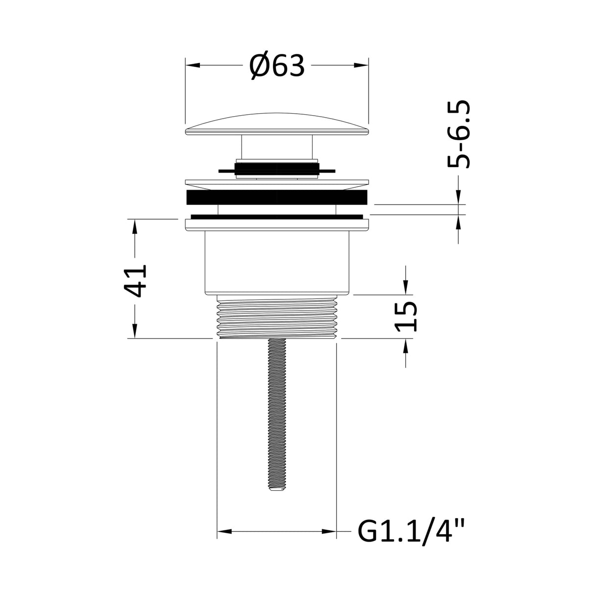 Nuie Push Button Basin Waste Slotted & Unslotted EK410 Matt Black LD