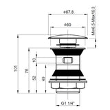 Nuie Push Button Stainless Steel Basin Waste Slotted Chrome ER07 LD