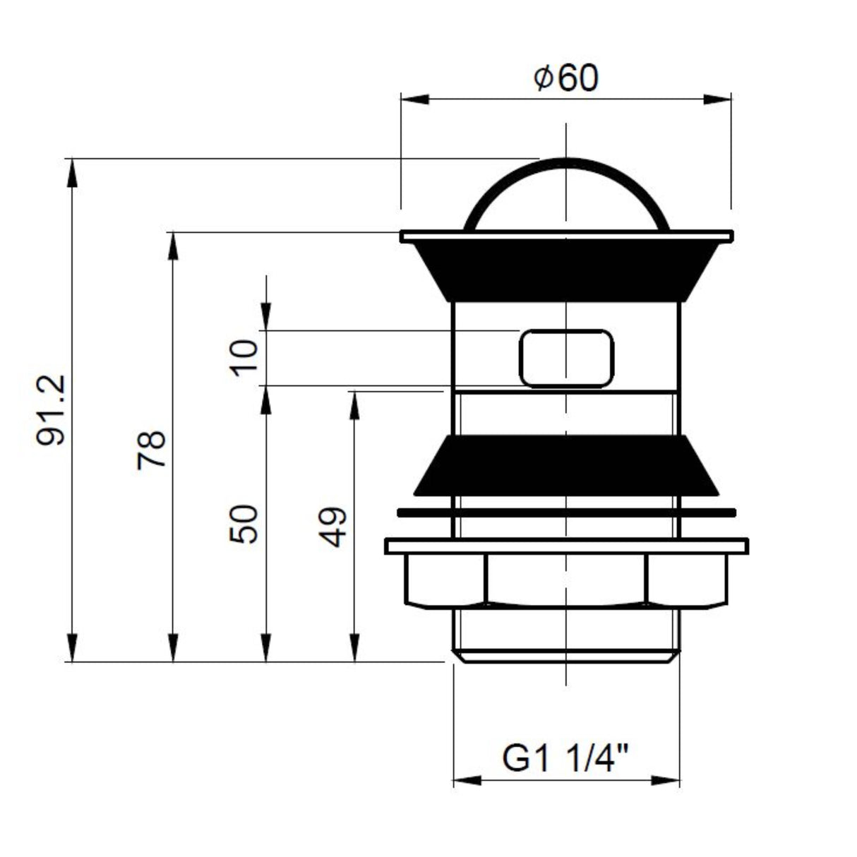 Nuie Flip Top Stainless Steel Basin Waste Slotted Chrome ER08 LD