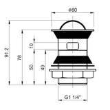 Nuie Flip Top Stainless Steel Basin Waste Slotted Chrome ER08 LD