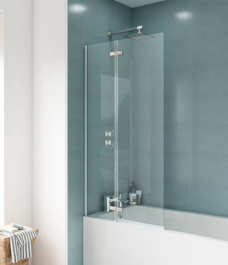 Nuie Square Fixed Bath Screen With Hinge - 5mm Glass (H1400 x W750-760mm) ERSS1 LS1