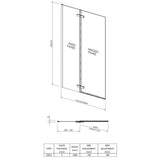 Nuie Square Fixed Bath Screen With Hinge - 5mm Glass (H1400 x W750-760mm) ERSS1 LD